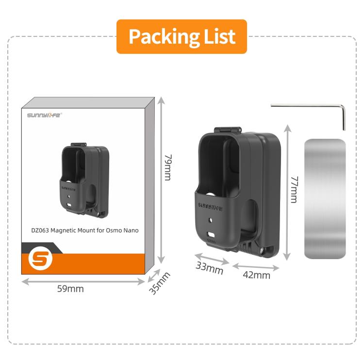 Magnetisk holder med 360 graders rotation til DJI Osmo Nano - Sort