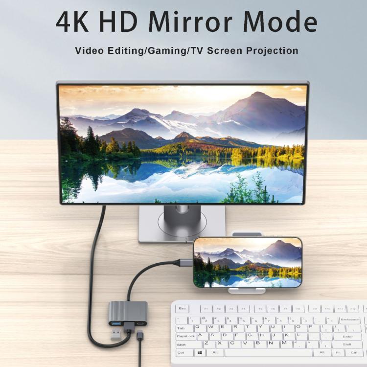 3-i-1 USB-C-adapter til opladning og billedoverførsel