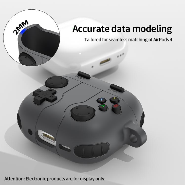Silikonecover i spilcontroller-design til AirPods 4 – Grå