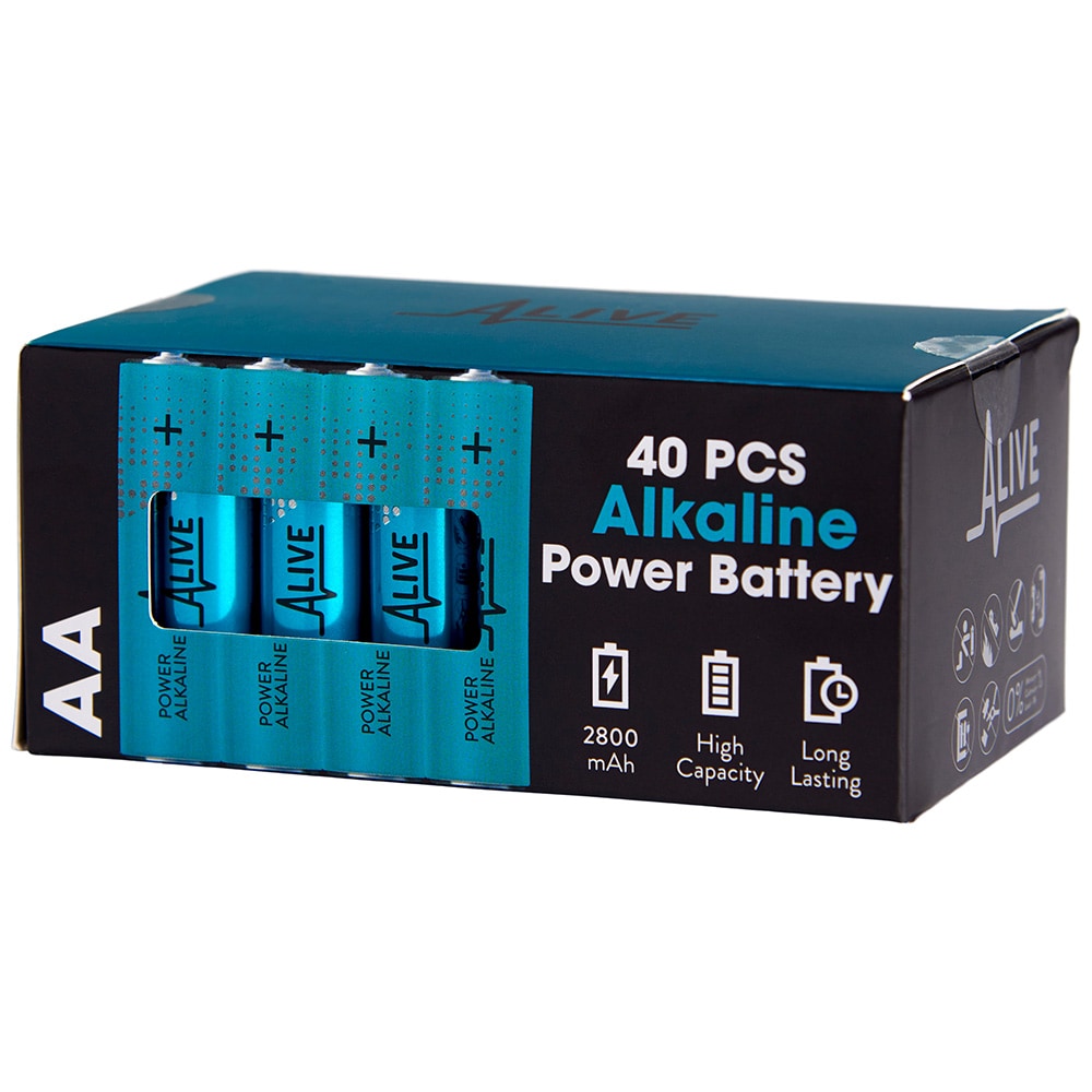 Alive Alkaline AA-batterier i 40-pak