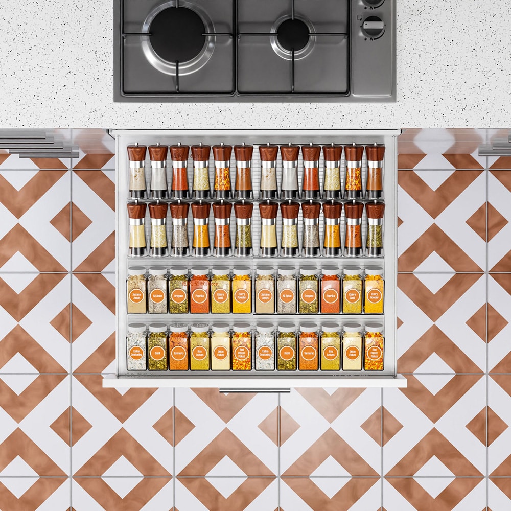 Opbevaring af krydderier i skuffer