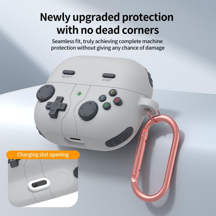 Cover til Samsung Galaxy Buds3 FE i retro spilkonsol-design – Grå