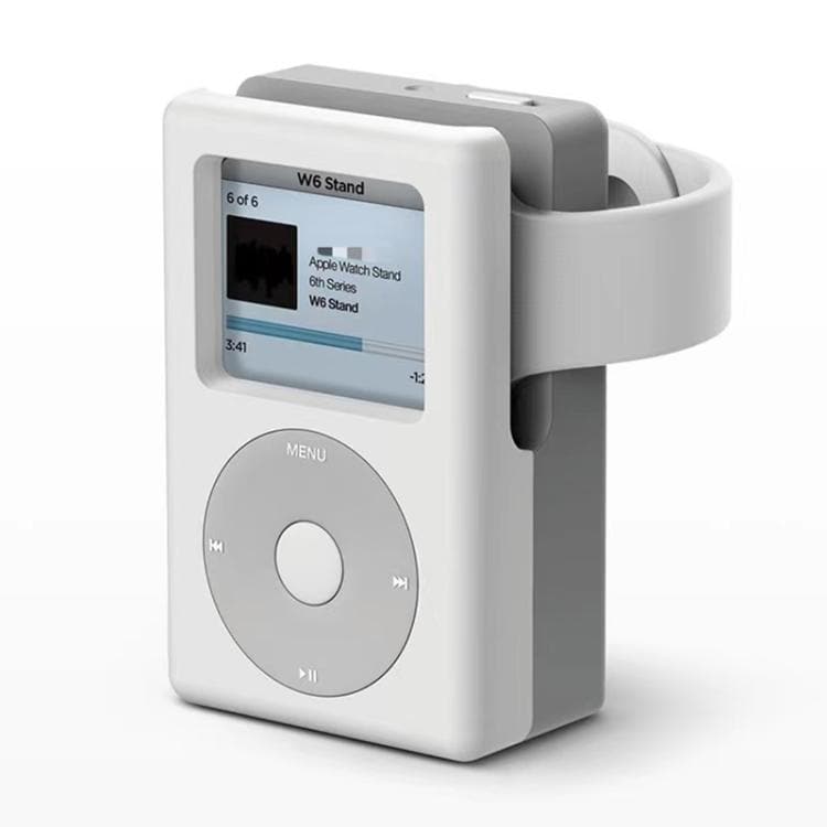 MP3 Style silikoneoplader til Apple-ur - grå/hvid