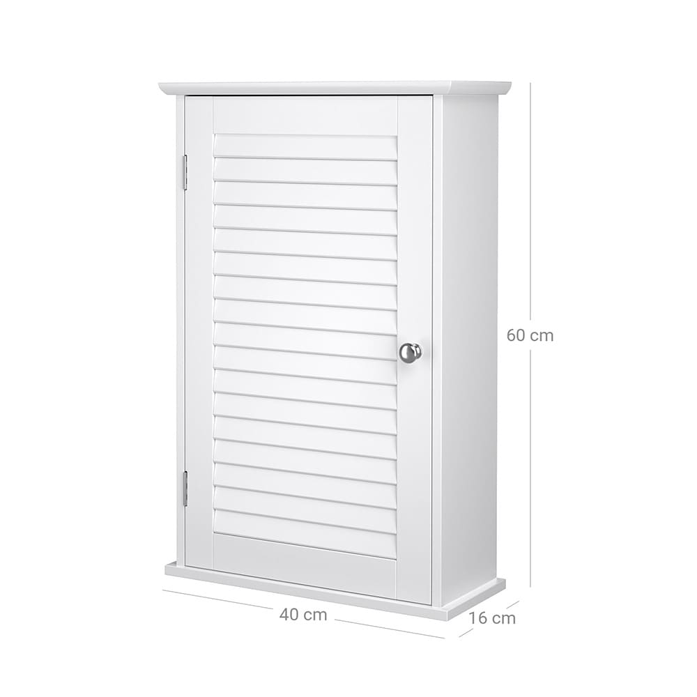 VASAGLE badeværelsesskab med jalousidør / vægskab til badeværelse / hvidt opbevaringsskab 40x60 cm