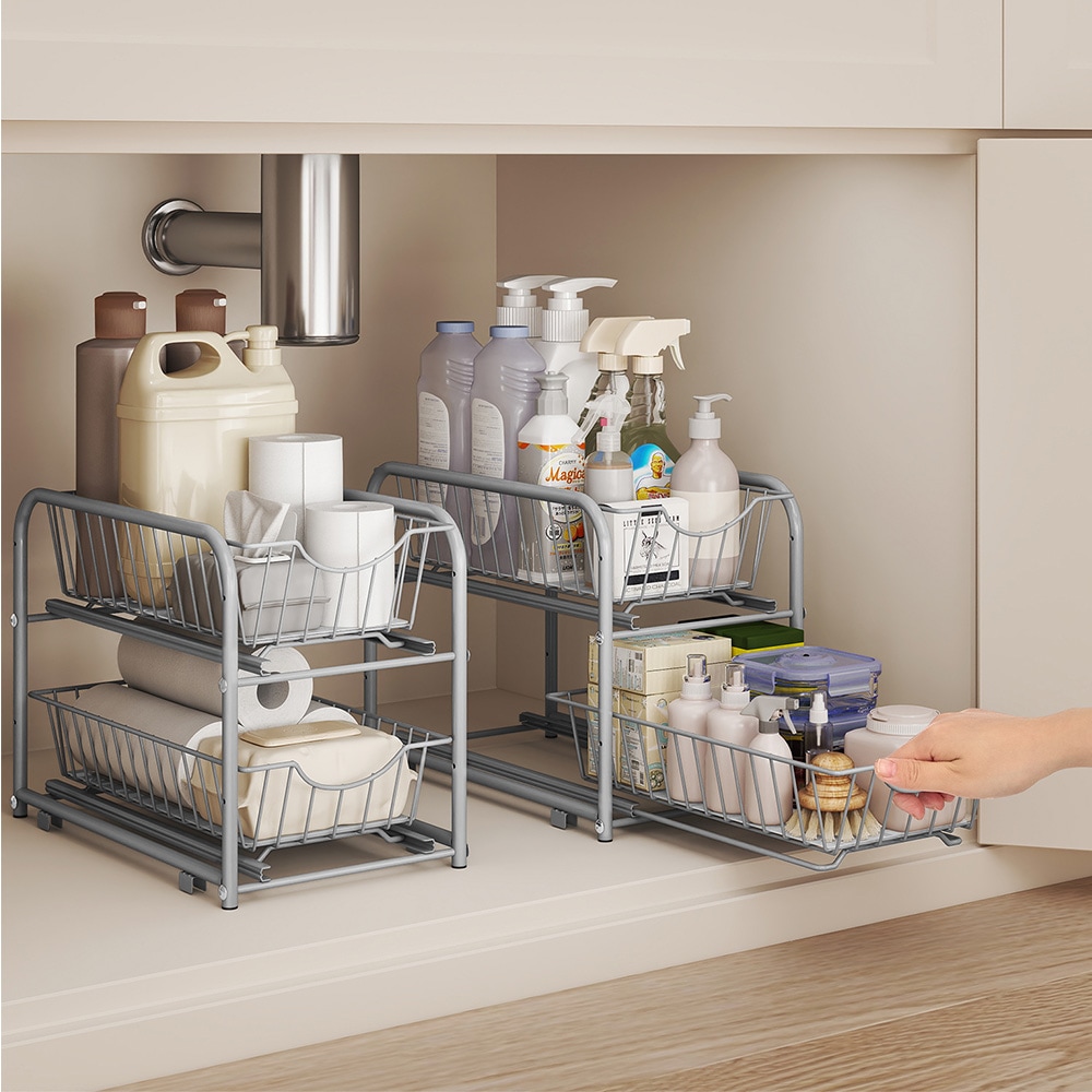 Håndvaskopbevaring med 2 udtrækkelige kurve 2-pak