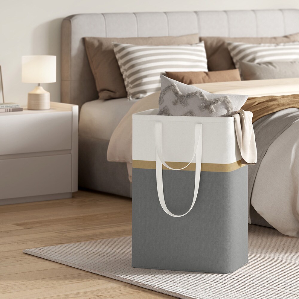 Vasketøjskurv med håndtag 75L 2-pak - Grå