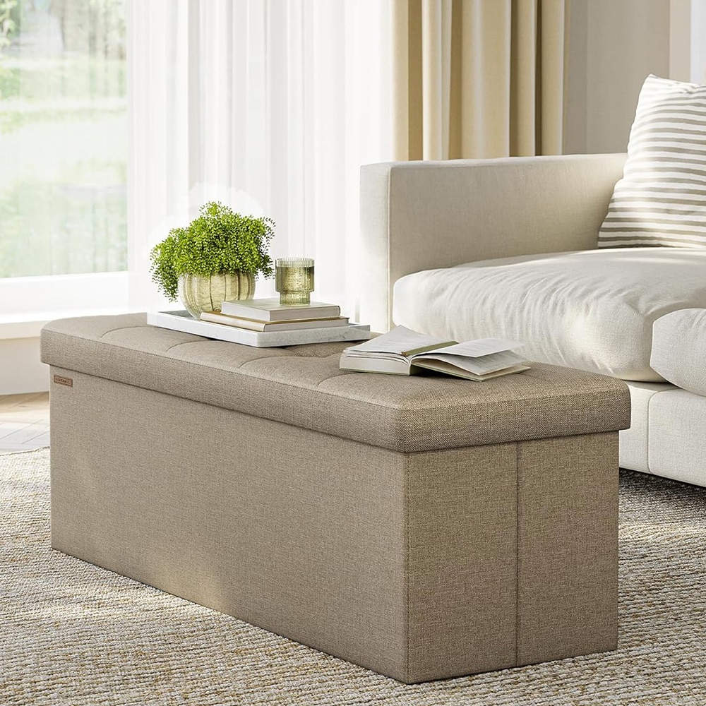 Blød opbevaringsbænk med sædehynde 110x38x38cm - Brun