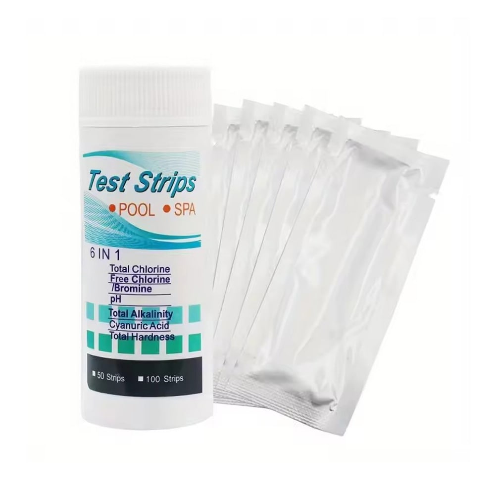 6-i-1 teststrimler til pH, klor, brom og alkalinitet - 50 stk