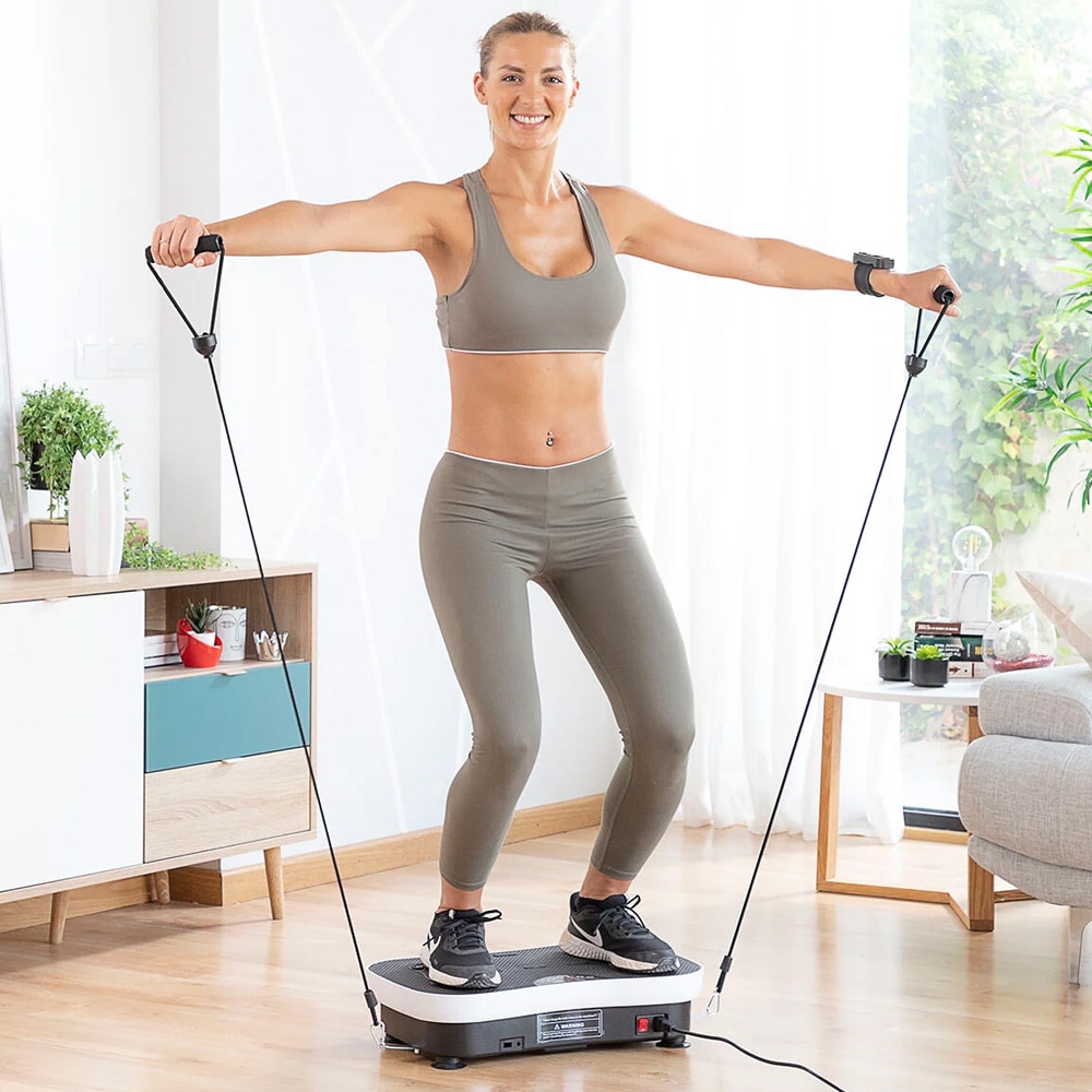 Vibrationsplade til træning og muskelstimulering med tilbehør