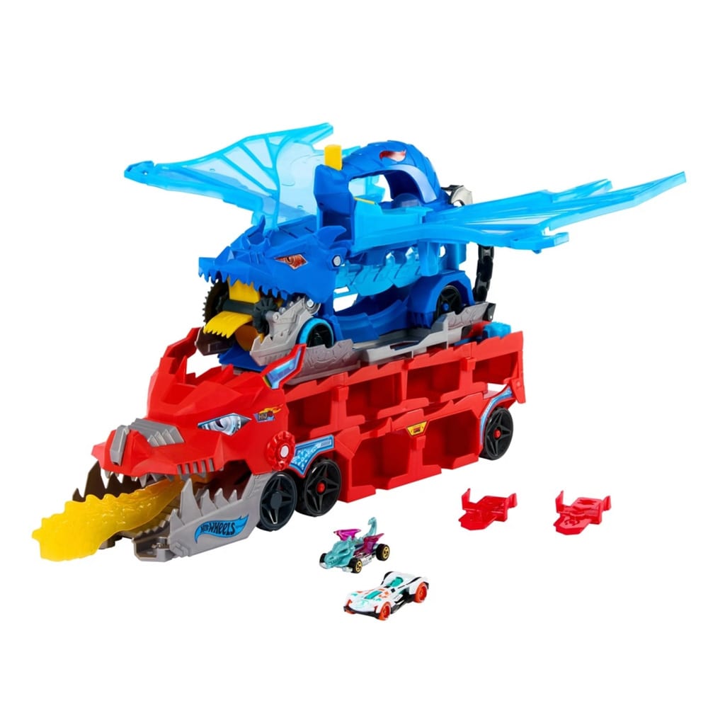 Hot Wheels City Ultimate Dual Dragon - bilbane med dragetema og plads til over 20 Hot Wheels-biler
