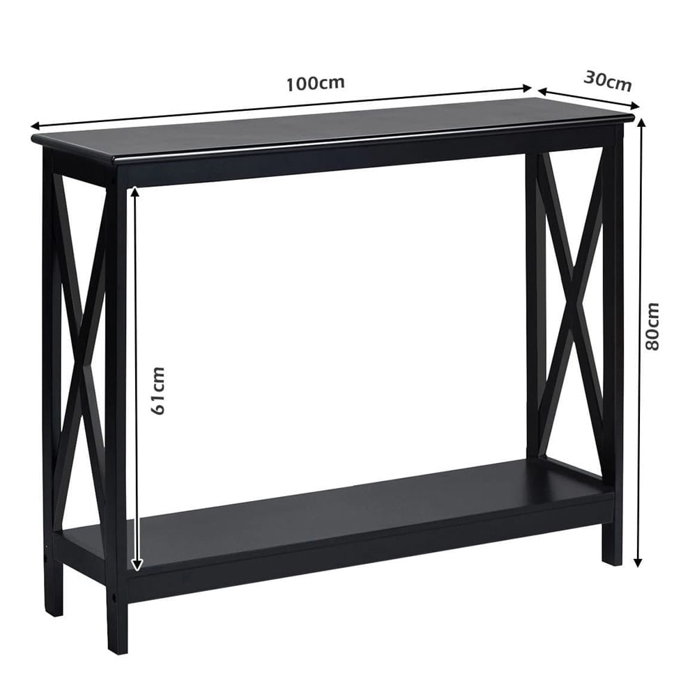 Konsolbord med underhylla 100cm - Sort