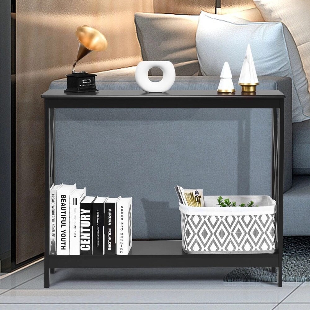 Konsolbord med underhylla 100cm - Sort
