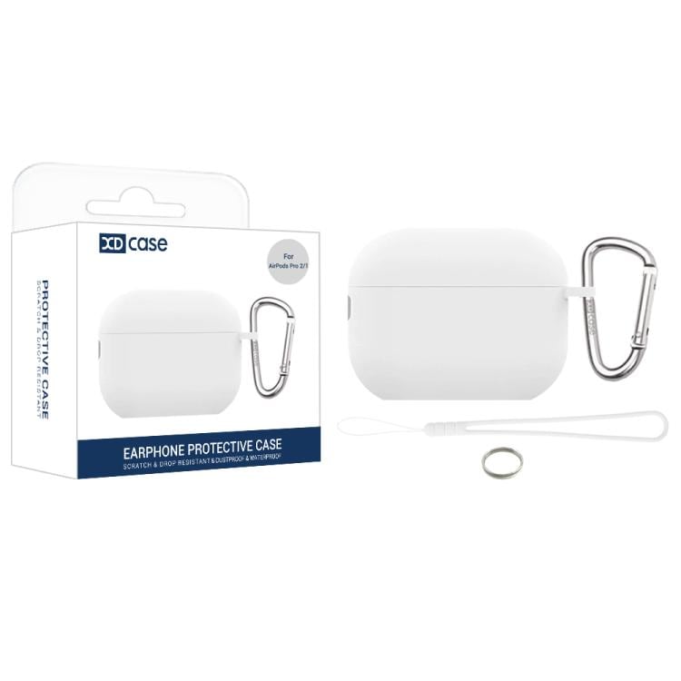 Silikoneetui med karabinhage til AirPods Pro 2 / 1 - Hvid