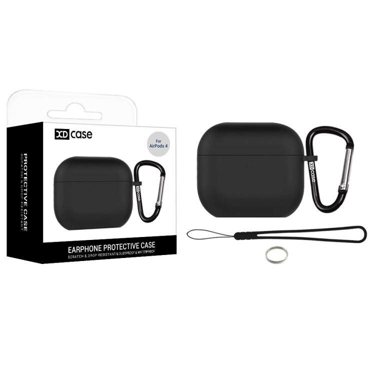 Silikoneetui med karabinhage til AirPods 4 - Svart