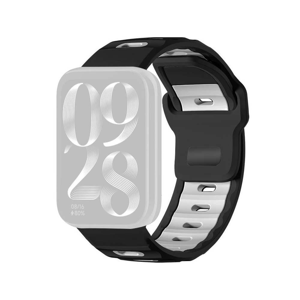 Urrem i silikone til Xiaomi Band 9 Pro og Redmi Watch 6 / 5 – Sort/hvid