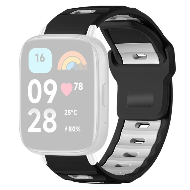 Urrem i silikone til Redmi Watch 3 Active / Watch 3 Lite – Sort/hvid