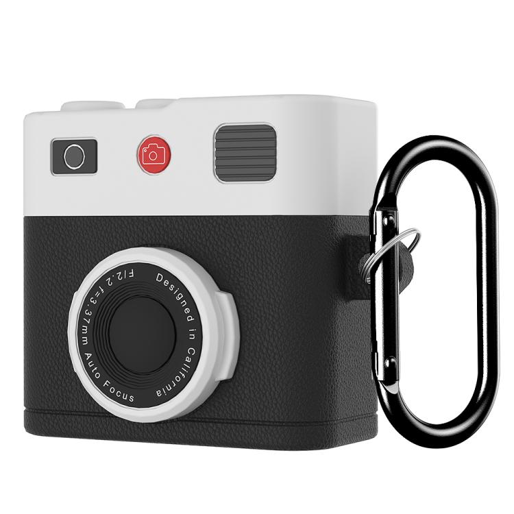 Etui til AirPods 4 i retro kameradesign – Sort silikone