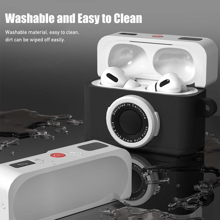 Etui til AirPods 4 i retro kameradesign – Sort silikone
