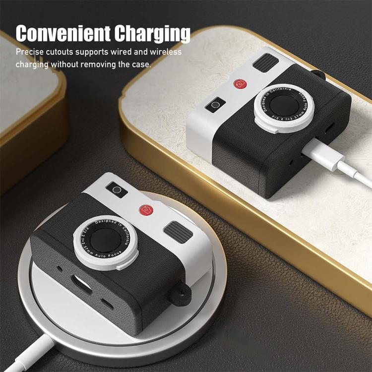 Etui til AirPods Pro 2 i retro kameradesign – Sort silikone