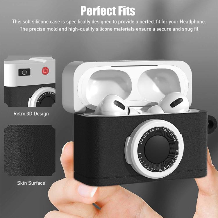 Etui til AirPods Pro 2 i retro kameradesign – Sort silikone