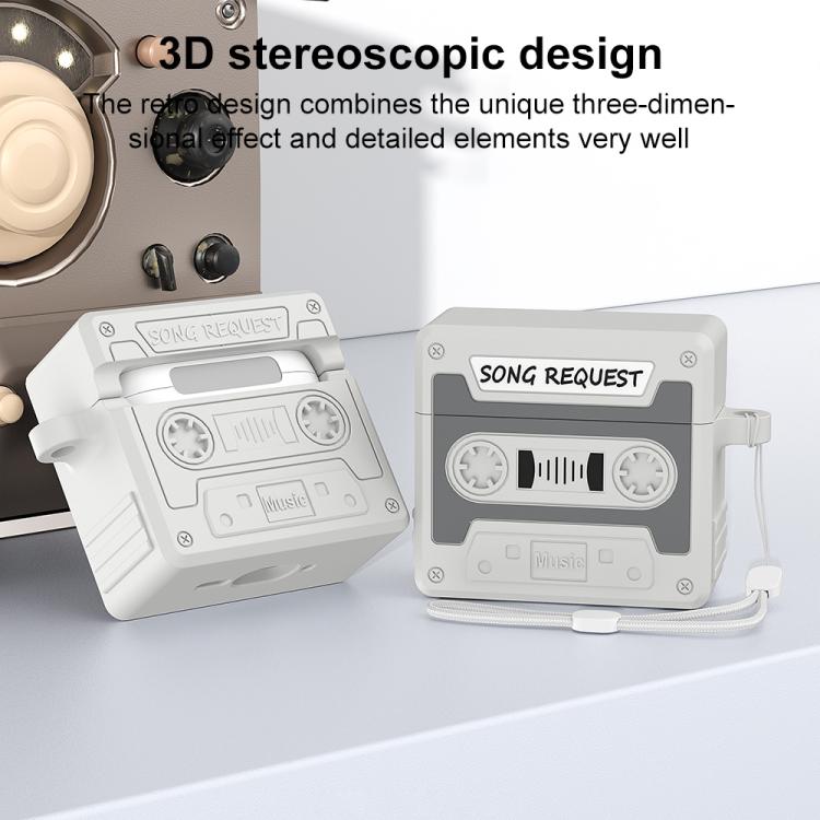 Silikoneetui til AirPods 4 i kassette i retrostil - Grå
