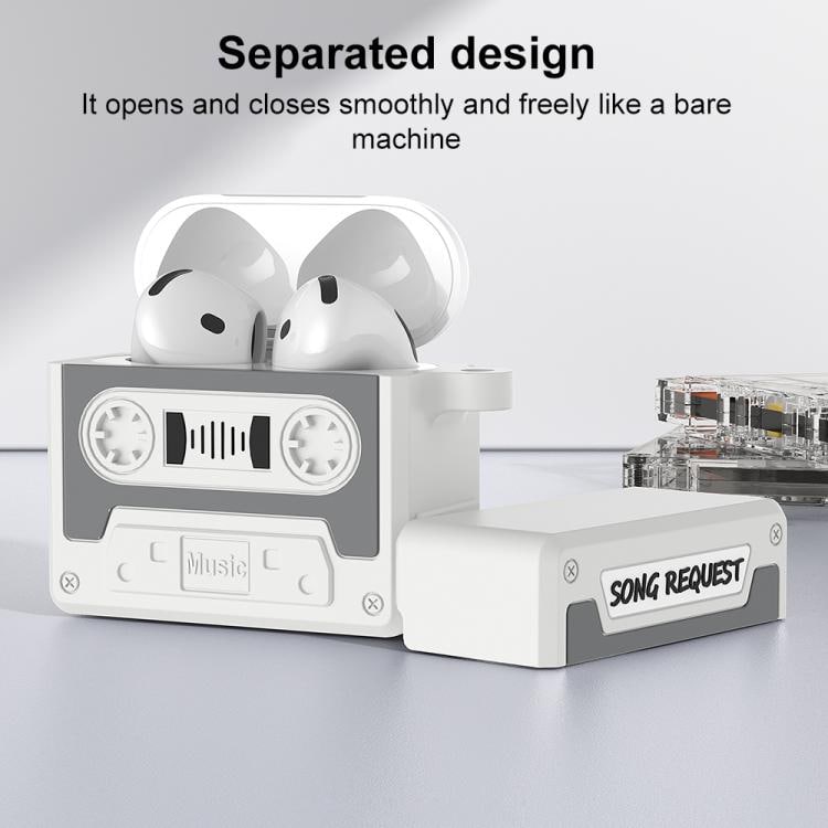 Silikoneetui til AirPods 4 i kassette i retrostil - Grå