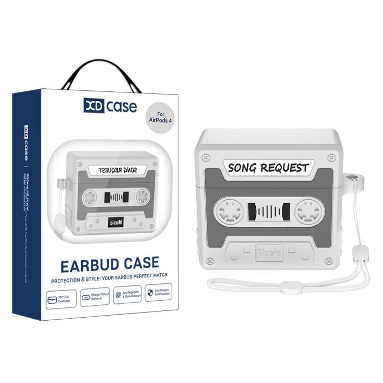 Silikoneetui til AirPods 4 i kassette i retrostil - Grå