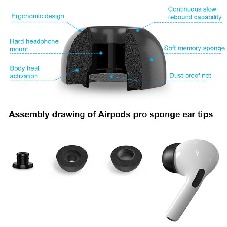 Hukommelsesskum-ørepuder til AirPods Pro 3 Størrelse: S/M/L - Svart