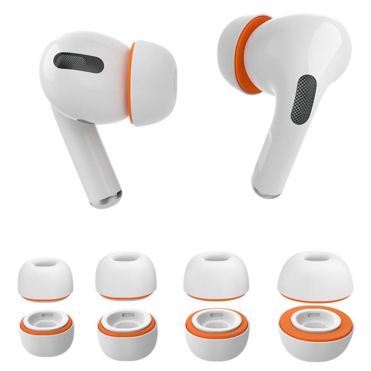 Silikonepuder til AirPods Pro 1/2 Størrelse: XS/S/M/L - Hvid/Orange