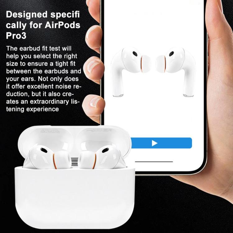 Silikonepuder til AirPods Pro 3 størrelse XS/S/M/L - Hvid/Orange