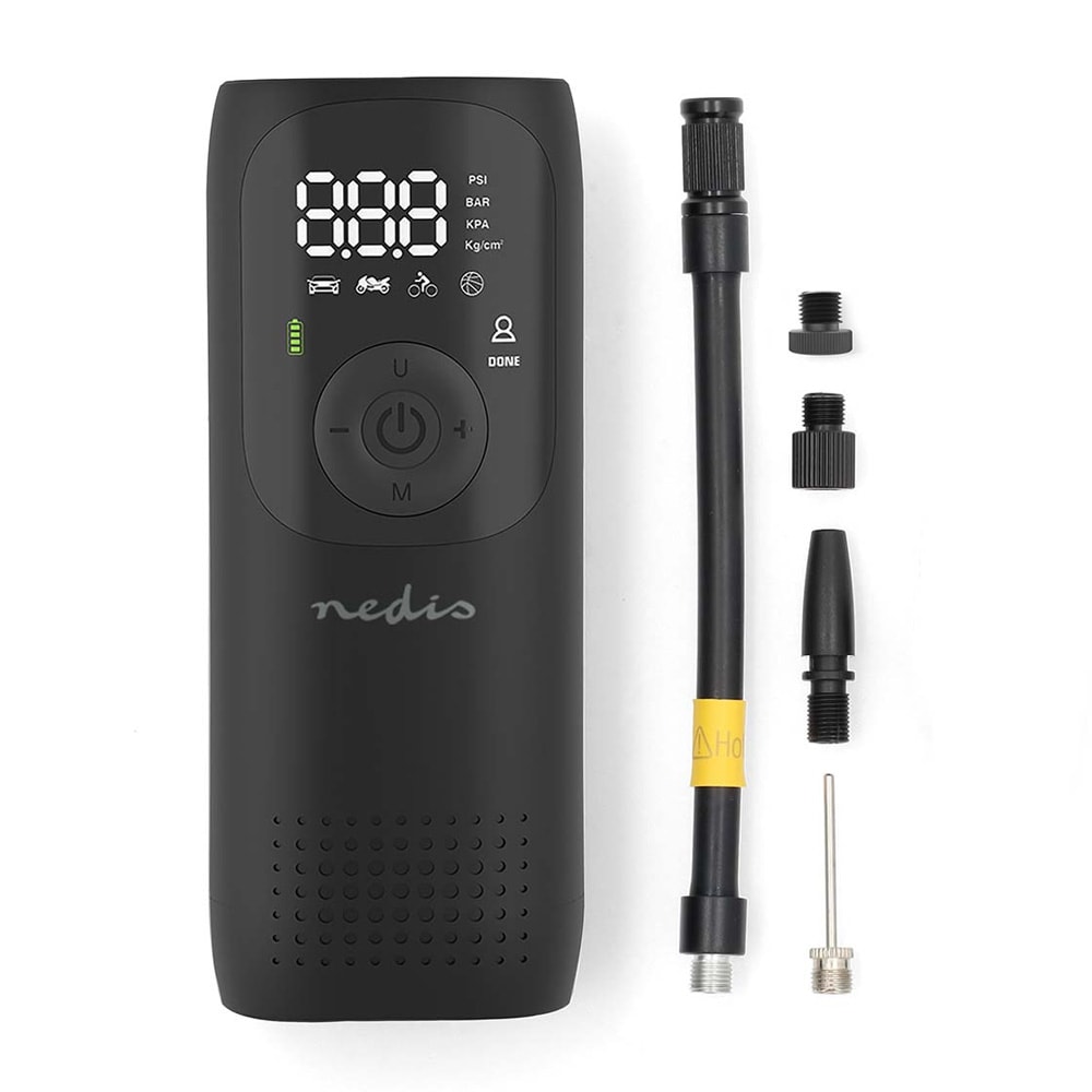 Nedis Genopladelig luftpumpe - 10,3 bar med LED-display og USB-C