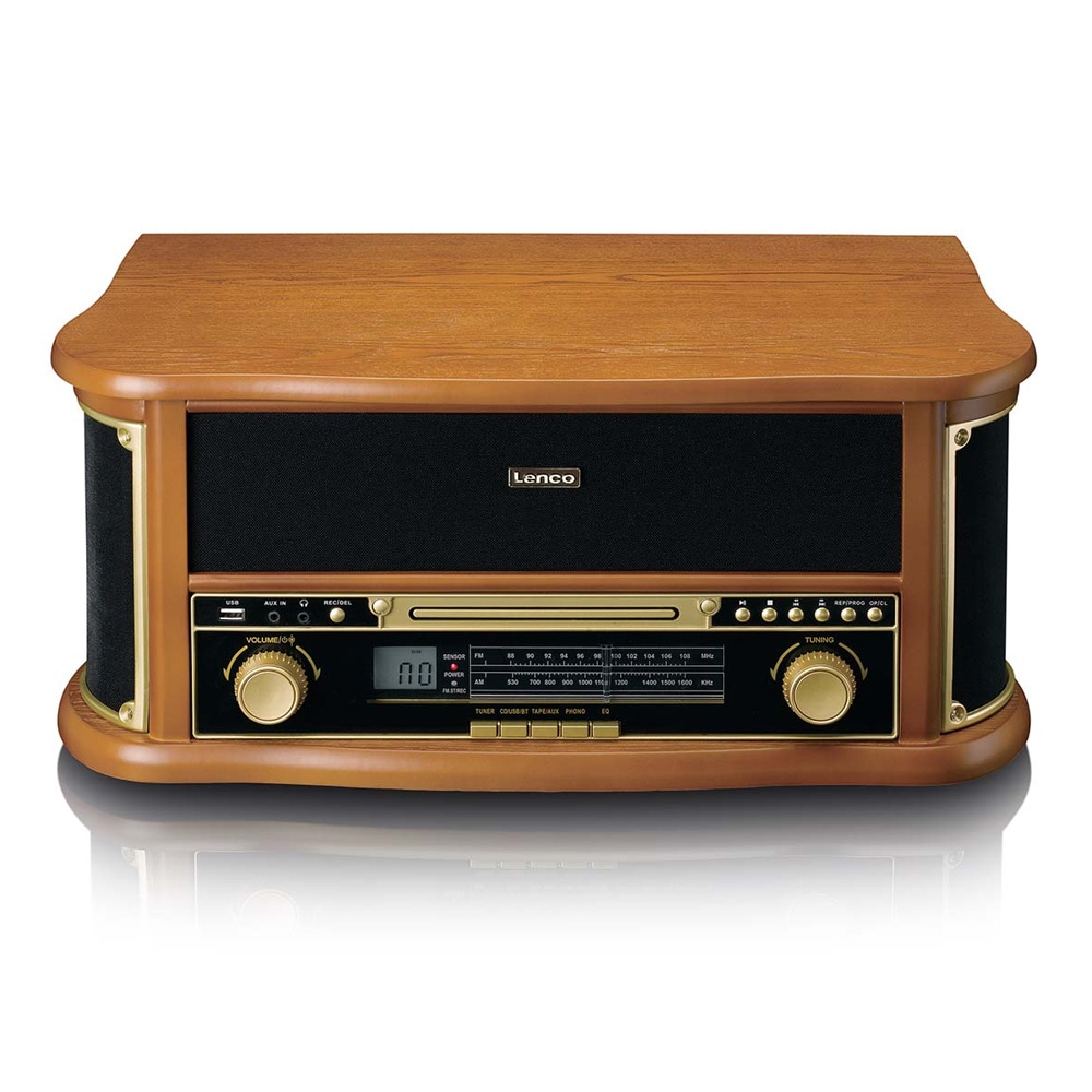 Lenco TCD-2551WD retro-pladespiller i træ med Bluetooth, cd og kassettebånd
