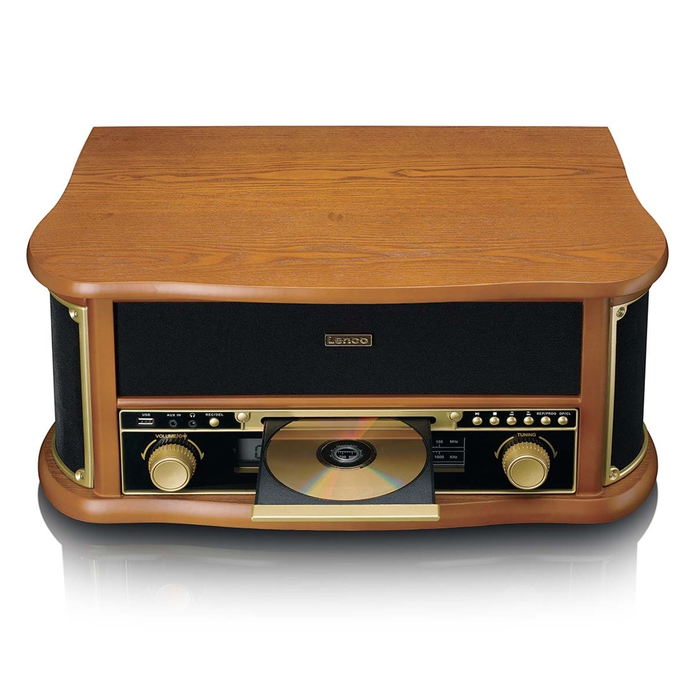 Lenco TCD-2551WD retro-pladespiller i træ med Bluetooth, cd og kassettebånd