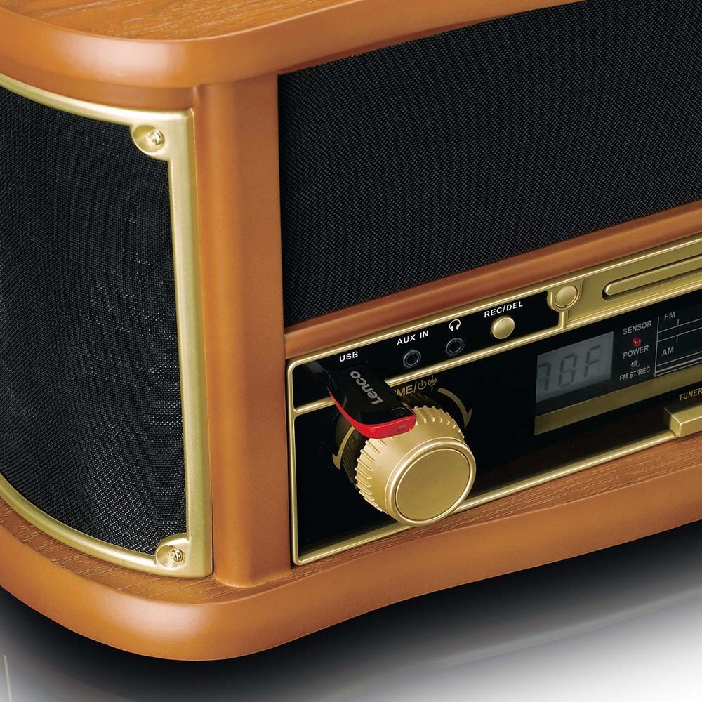 Lenco TCD-2551WD retro-pladespiller i træ med Bluetooth, cd og kassettebånd