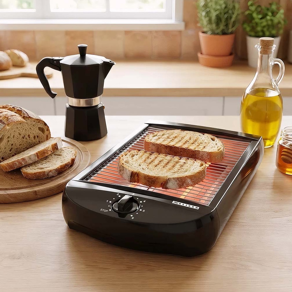 Melissa 600 W flad brødrister med kvartsvarme og timer