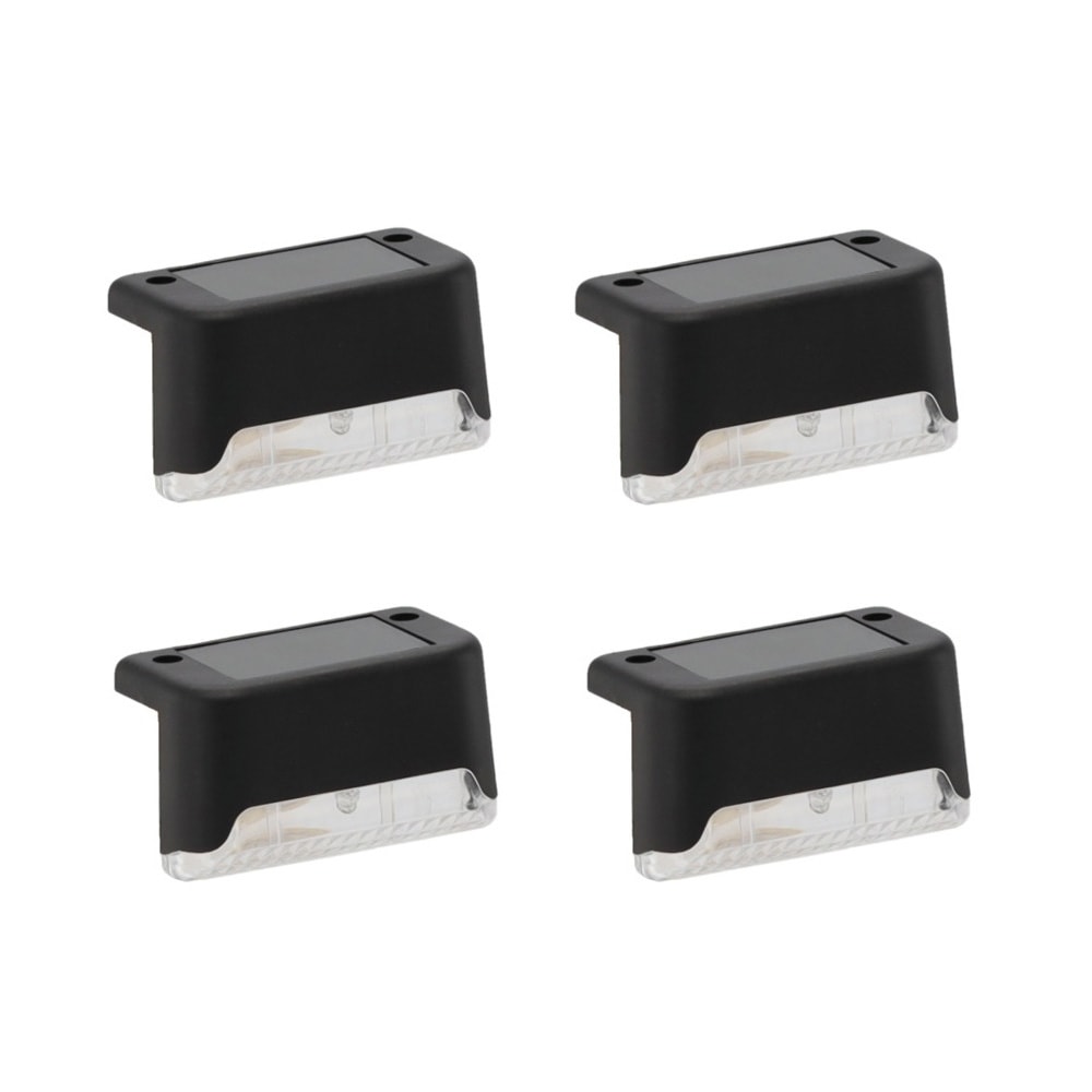 Solcellelys varm hvid LED til trapper eller gelændere - 4-pak