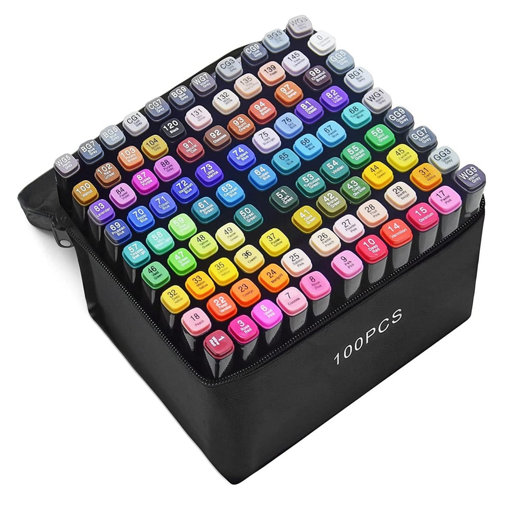 100-pak alkoholbaserede tuscher / Alkoholtuscher / Farvetuscher