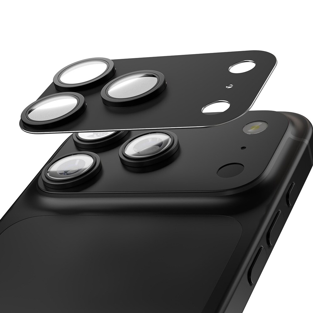 Etteri kamerabeskyttelse til iPhone 17 Pro Max – 9H linsebeskytter / kameradæksel – sort