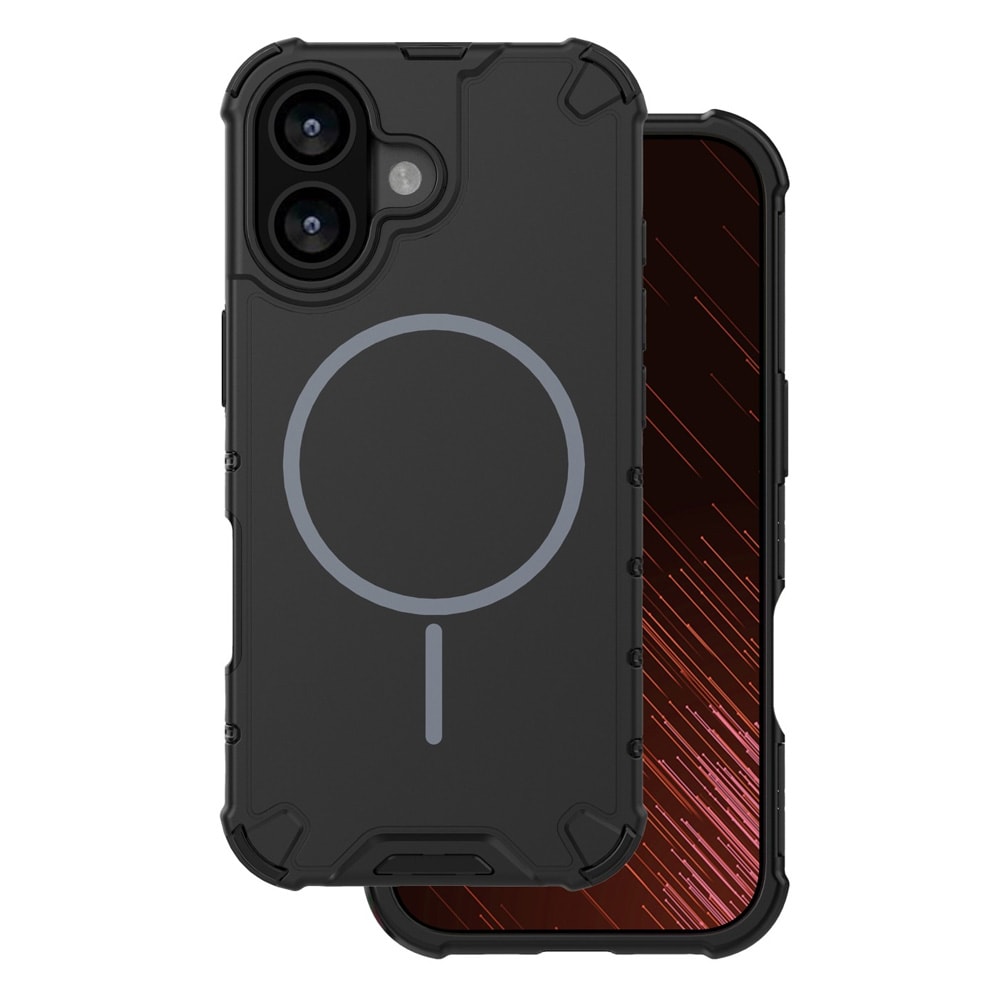 Beskyttelsescover med MagSafe til iPhone 16 / Robust mobilcover – Sort