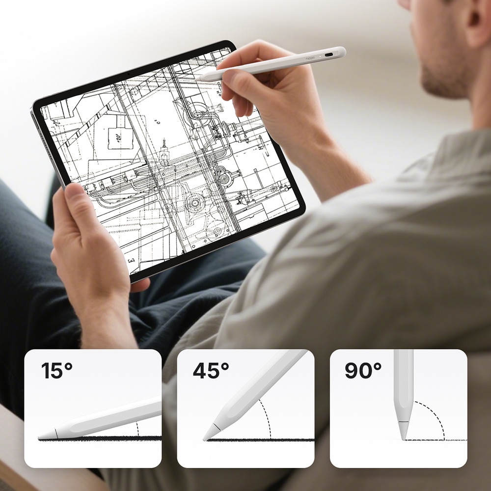 Metapen Pencil A8 iPad-pen / stylus – hurtigopladning via USB-C og magnetisk fastgørelse – hvid