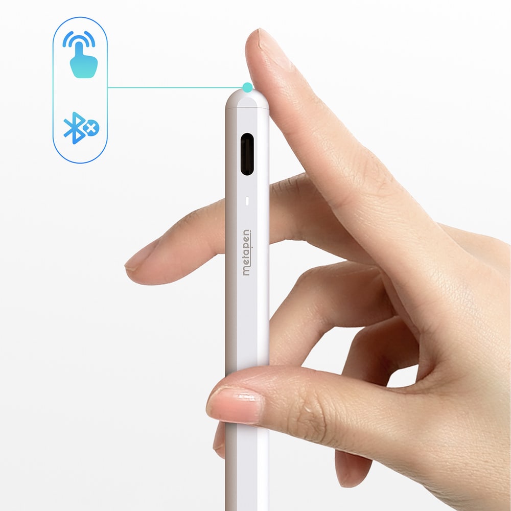 Metapen Pencil A8 iPad-pen / stylus – hurtigopladning via USB-C og magnetisk fastgørelse – hvid