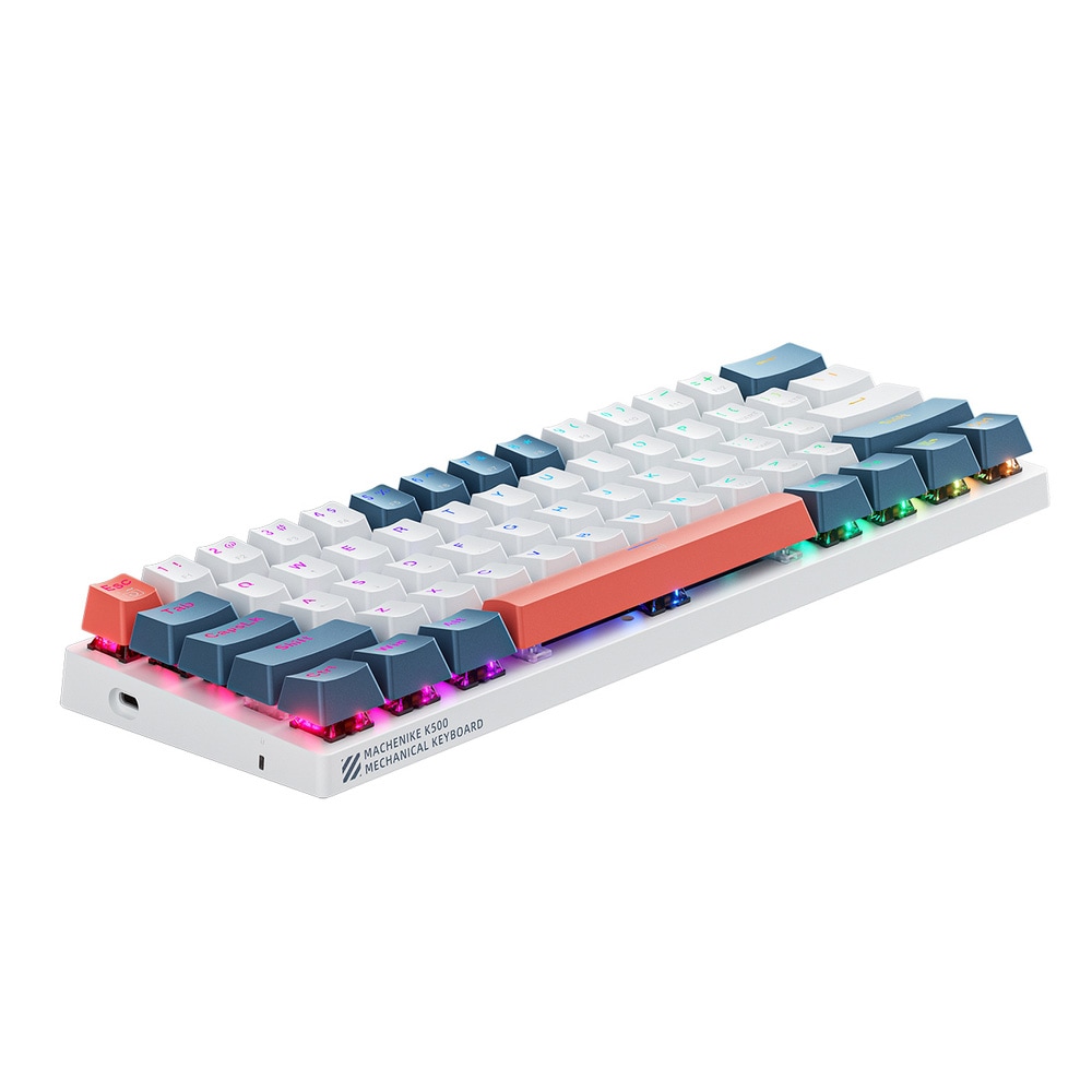 Machenike K500-B61 60 % mekanisk tastatur / Gamingtastatur – hvid/blå