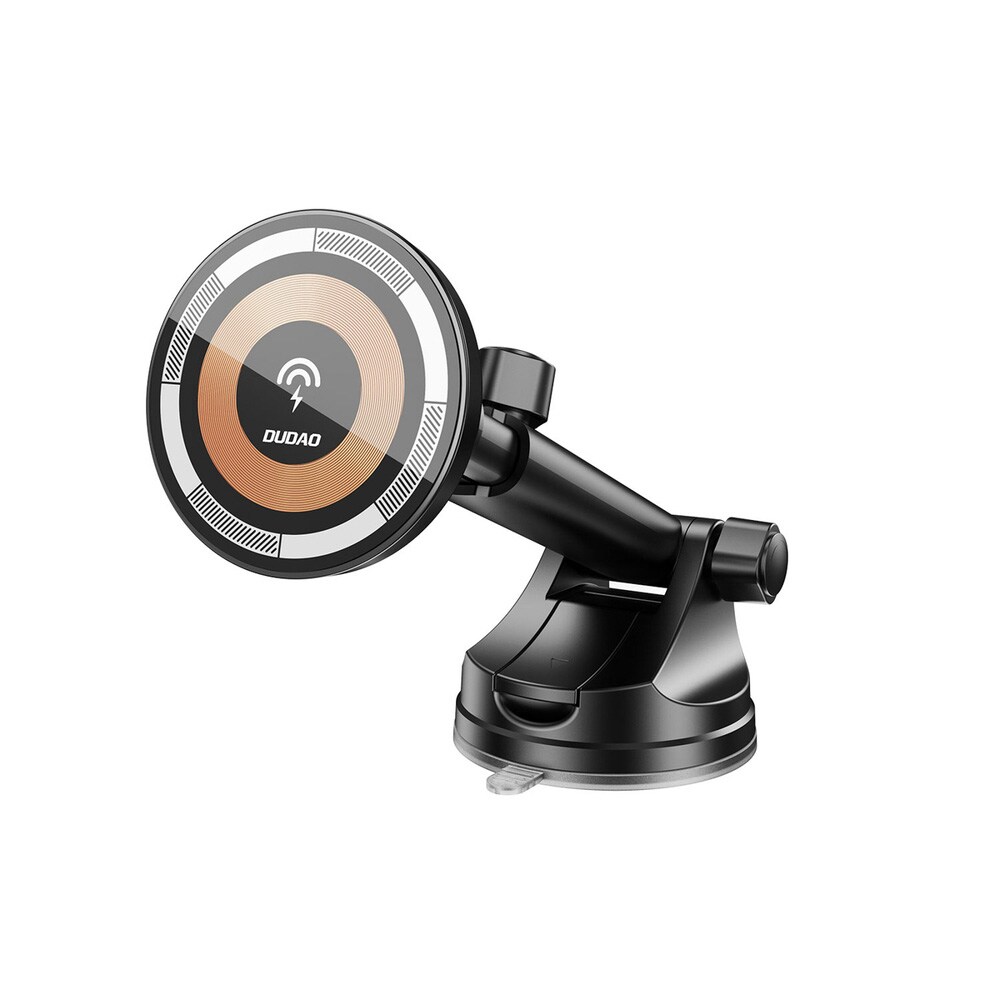 Dudao Bilholder med 15W trådløs opladning, Magnet og sugekop - Svart