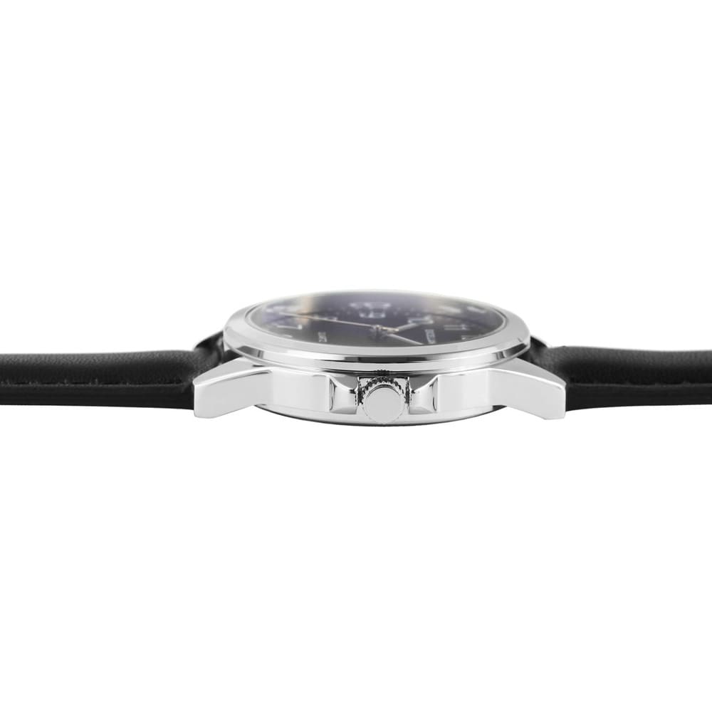Excellanc herreur med sort kunstlæderrem – sort/sølv 38 mm