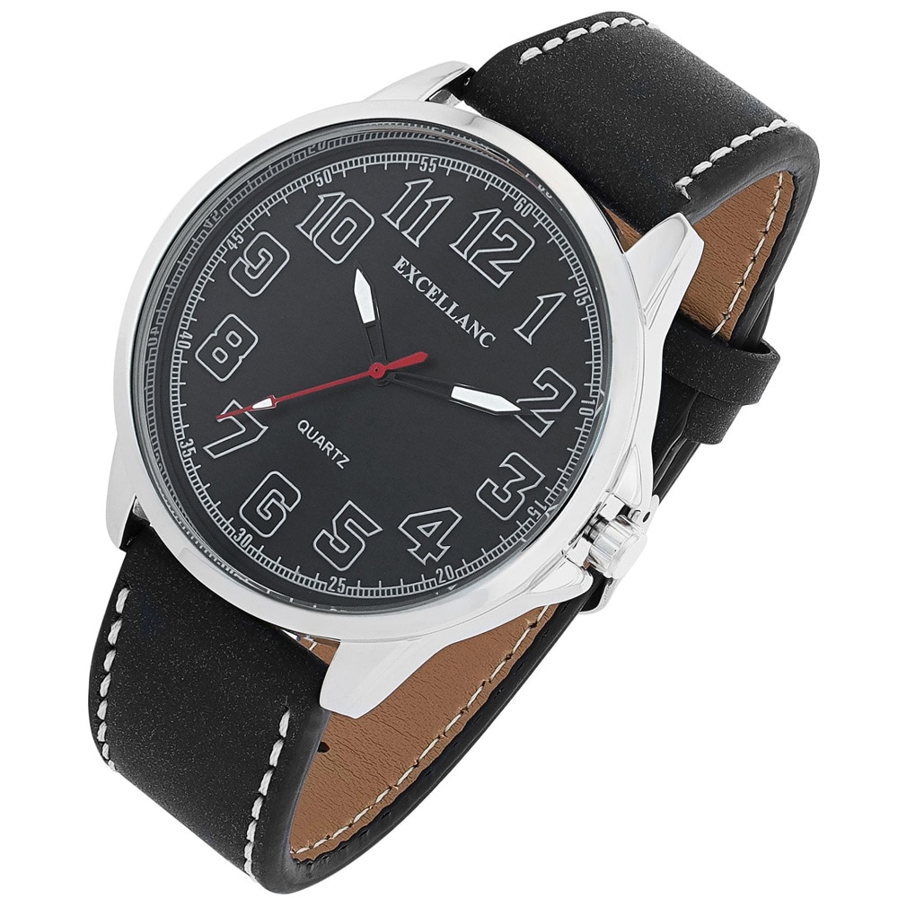 Excellanc Herreur med sort kunstlæderrem – 45 mm