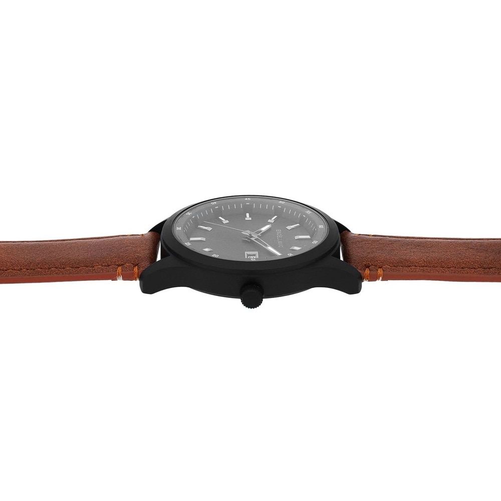 Excellanc Herreur 44 mm – sort med brun kunstlæderrem