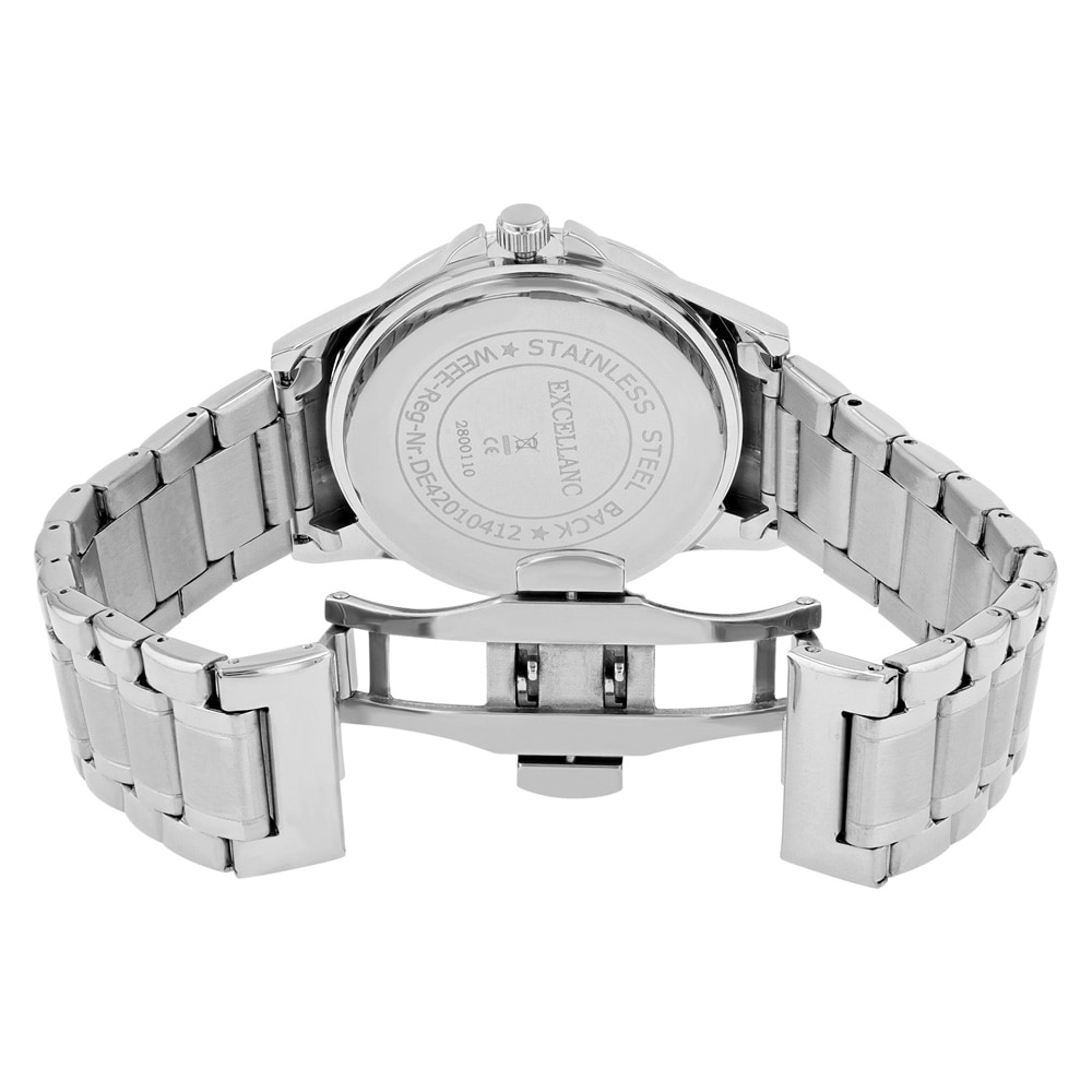 Excellanc herreur med metallænke / Armbåndsur – sølv/sort