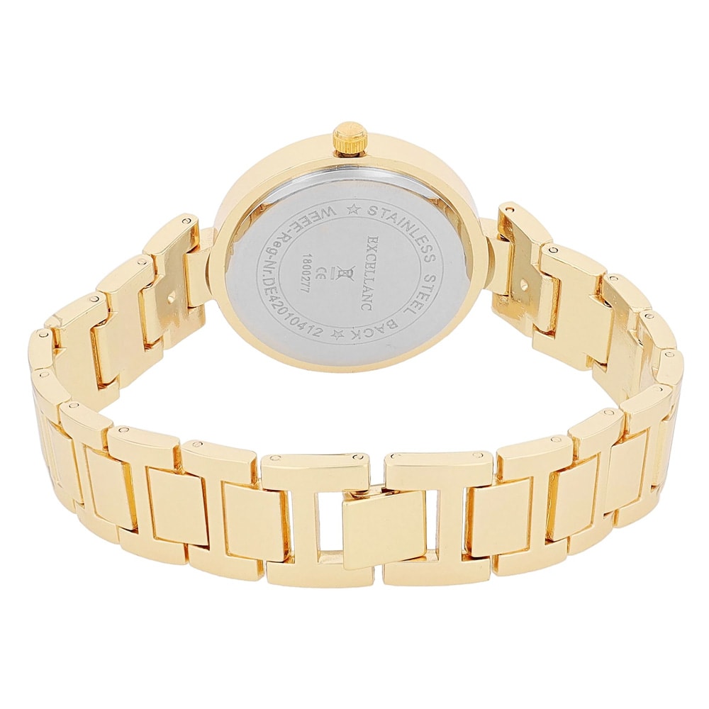 Excellanc Dameur med metallænke / armbåndsur – guld/grøn