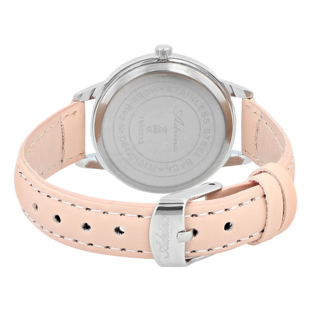 Adrina Dameur med kunstlæderrem / armbåndsur / ur – pink/hvid