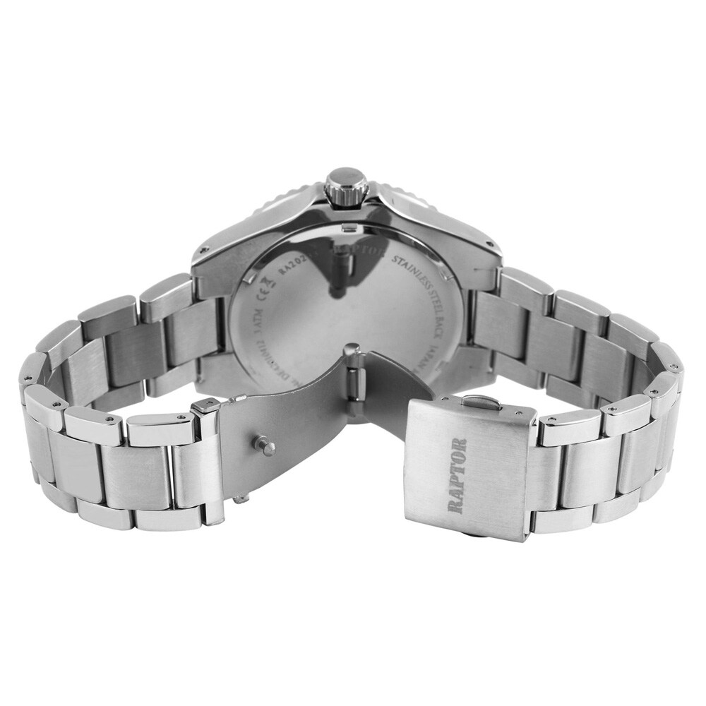 Raptor Serious Herreur med stållænke / Armbåndsur i sølv/sort